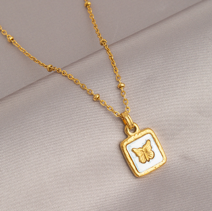 Collier Papillon Céramique — Plaqué Or 18K