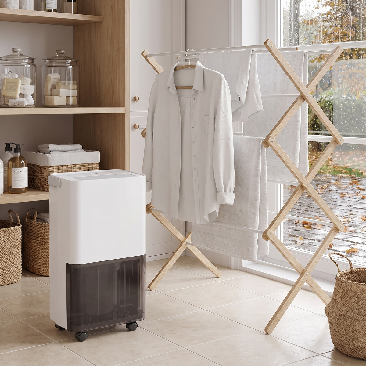 Déshumidificateur à compresseur 10 litres avec humidité réglable dans un intérieur