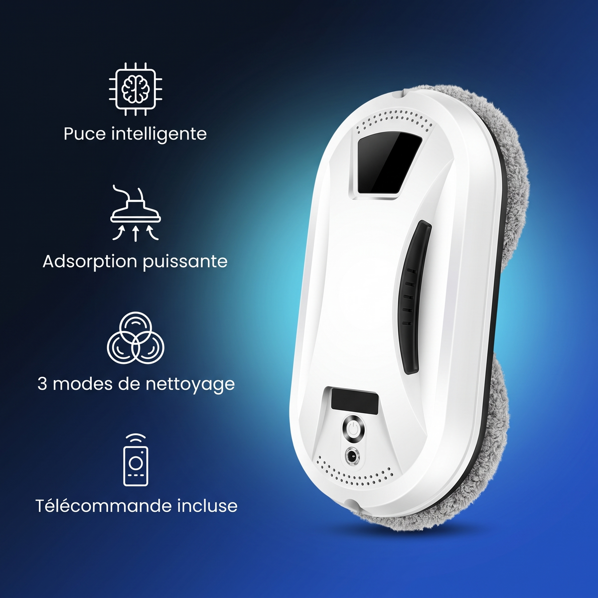 Robot laveur de vitres intelligent avec télécommande : points forts
