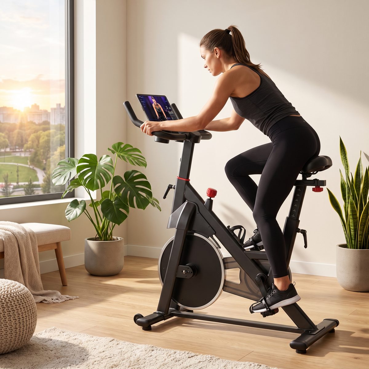 Vélo d'appartement magnétique silencieux 32 niveaux dans un intérieur